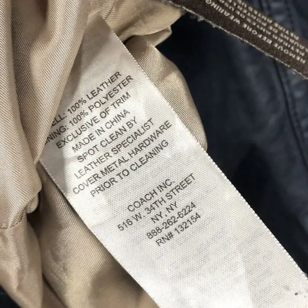 COACH Women's Leather Jacket Grey/Blue Dual Full Zip Moto Pockets Size XL